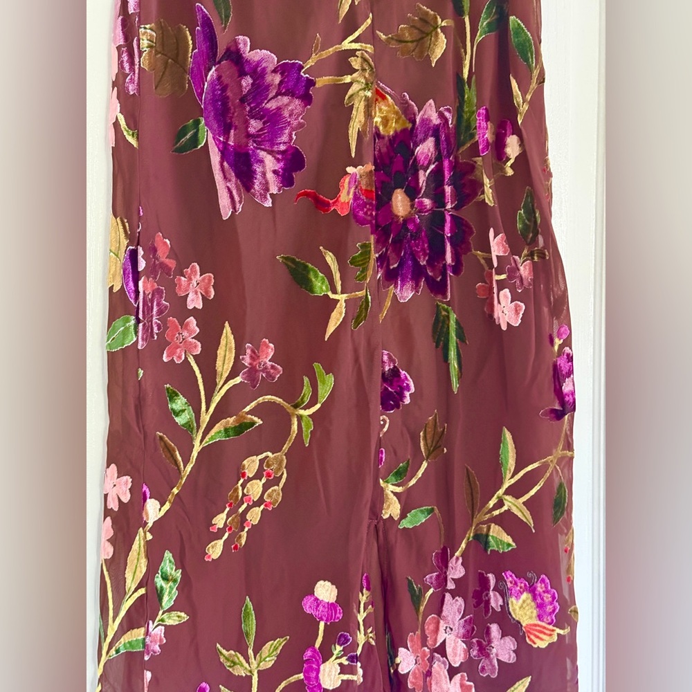 Free People Secret Garden Velvet Burnout Midi Skirt Brown Floral NWT $198 - Picture 13 of 16